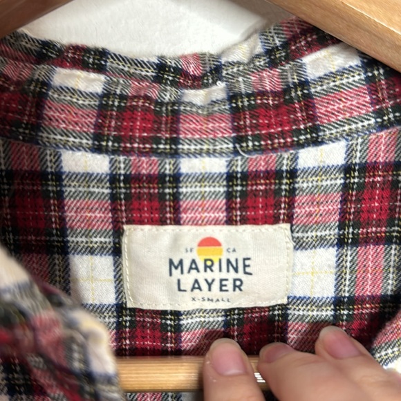Marine layer Kendall Organic Cotton Button Down in Red Plaid size XS - Picture 8 of 10